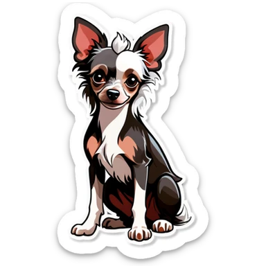 Chinese crested puppy sticker