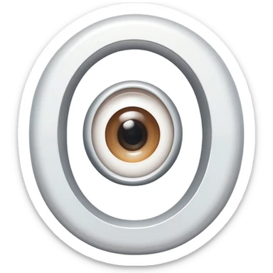 stylized capital letter O in white, almond-shaped gradient oval eye form, silver curved accents on each side, symbol of vision and focus sticker