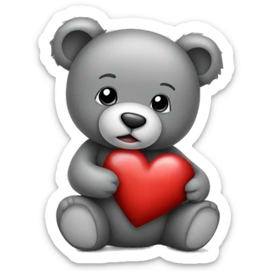 realistic-grey-teddy-bear-hugging-heart  sticker