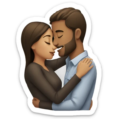 White, brunette male kissing a brown brunette girl sticker