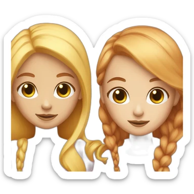 red-haired girl next to a blonde girl sticker