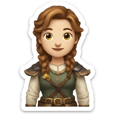 female dwarf with brown hair and light highlights sticker