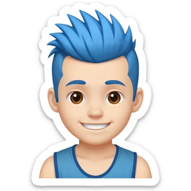 blue haired kid mohawk sticker