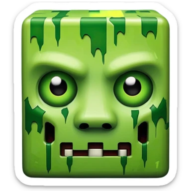 Minecraft creeper creature with sinister crooked looking and is creepy nightmarish and it looks like a creepy bloody green face sticker