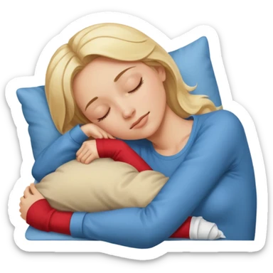blonde woman sleeping on back with arms crossed sticker