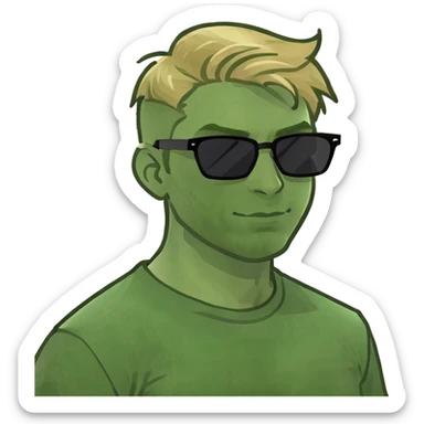 Blonde guy with greenish blur eyes sticker