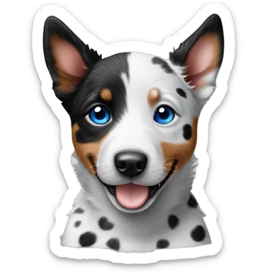 Black and white spotted Australian cattle dog blue eyes puppy  sticker