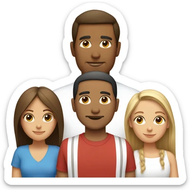 Puerto rican beard short brown hair  with blond long hair woman and brown long hair girl Family  sticker