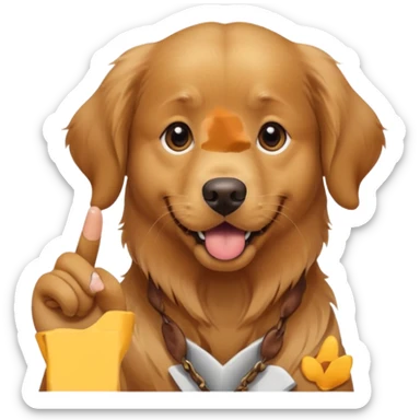 Dog that has a finger on mouth like a hand that indicates to shut up sticker