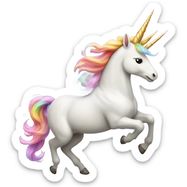 Flying unicorn with rainbow horn sticker