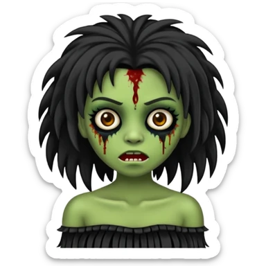 Faça uma menina de cabelo liso preto com franja zumbi cabelo longo 🧟‍♀️ faça ela assim sticker