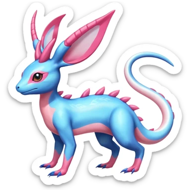 Shiny Horned Helioptile-Salandit-Sylveon-AmauraFakémon-hybrid-creature (full body)  sticker