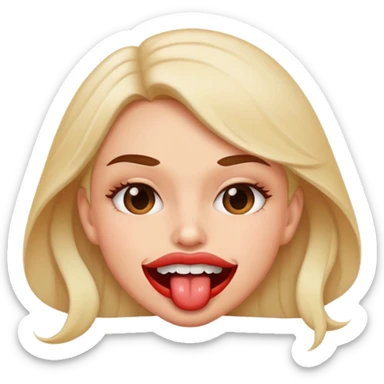 female biting lip sticker