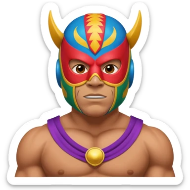 Mexican wrestler portrait, head and shoulders only, colorful luchador mask, muscular collar, confident expression, 3D cartoon, mobile game icon style, clean background, no text, no watermark
 sticker
