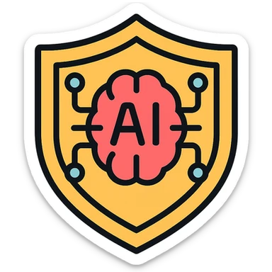 ai security, color outline icon style, clean lines, technology theme sticker