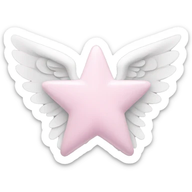 Light pink star with white angel wings sticker