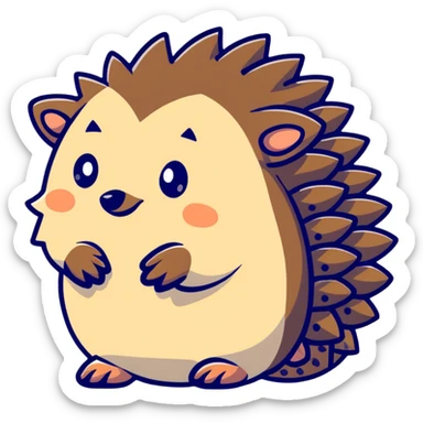 cute hedgehog with spiky back sticker
