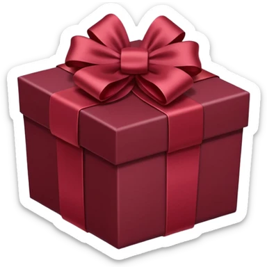 Maroon gift box with white wrapping sticker