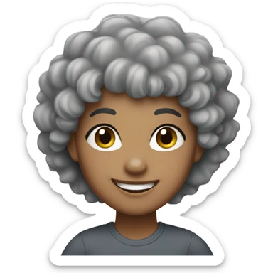 Grey curly hair girl with thumb up, lighter skin sticker