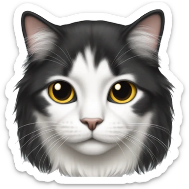 long haired cat half black half white sticker