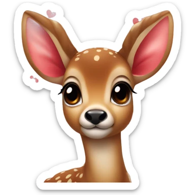 Baby deer with red hearts instead of eyes  sticker