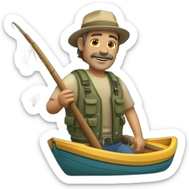 pescador con una gran caña de pescar sticker