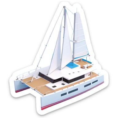 a lagoon 42 catamaran with no wording on the boat  sticker