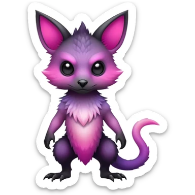 Cool Edgy Black-pink-purple-gradient badass Trico-animal-creature full body sticker