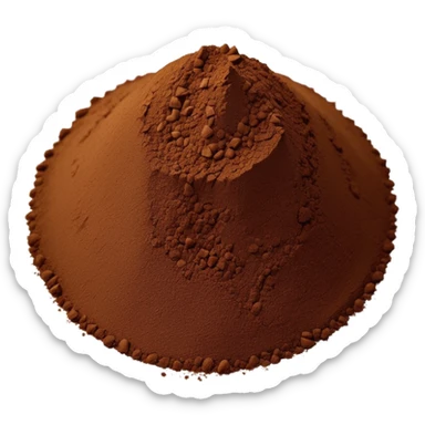 loose mound of finely ground dark brown chicory powder with soft matte texture, slightly uneven edges, gently rippled surface, light earthy grind, no scoop or jar, emoji scale, soft lighting, subtle shadows sticker