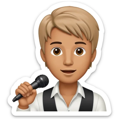 passionate male singer holding microphone sticker