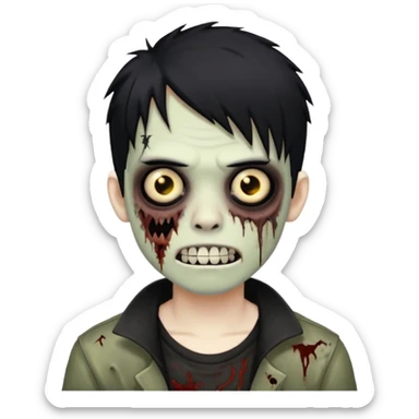 boy zombie with black hair emo Whith black grillz sticker
