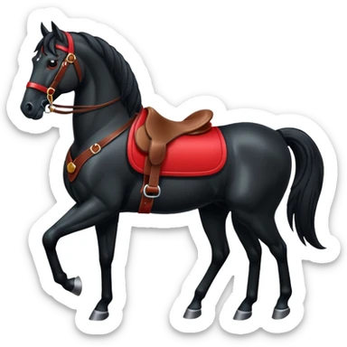 Black horse with red saddle  sticker