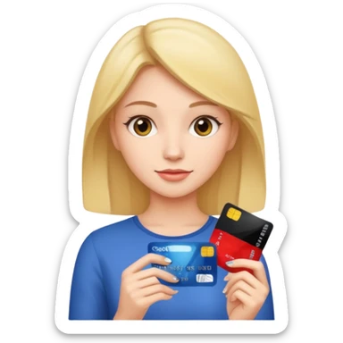 Young lady with credit card in hand sticker