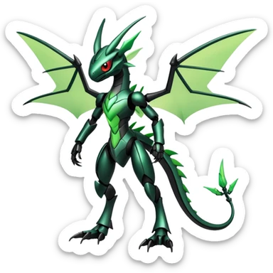 Gothic Black Edgy Futuristic Flygon-Scyther-Fakemon-hybrid Full Body sticker