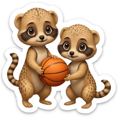 Baby meerkats playing basktball sticker