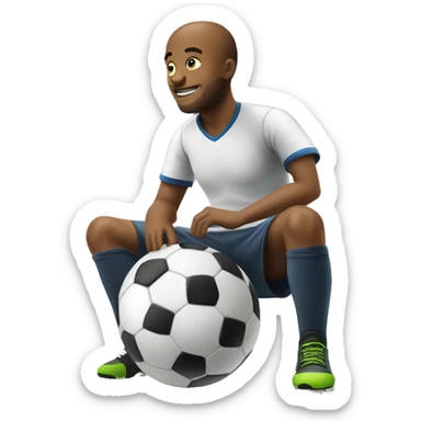 Man sit on a soccer ball sticker