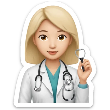 asian woman doctor with stethoscope removal sticker