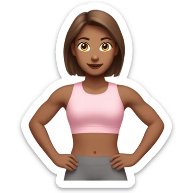Brown hair white girl  in light pink clothes exercising sticker