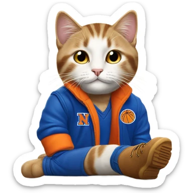 cat in timbs, New York knicks jersey sticker