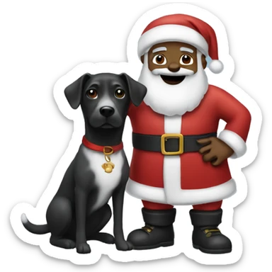 Black Santa and a dog sticker