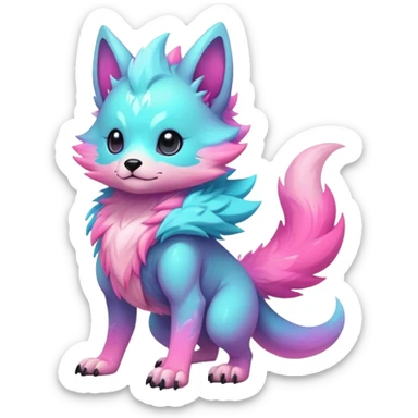 Epic Edgy Cute Colorful Pastel Nebula Modern Vernid-Protogen-creature-animal, full body sticker