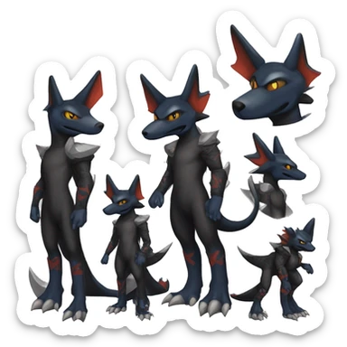 Black Cool Edgy Nargacuga-Garchomp-Houndoom-Sergal Fakémon with Edgy markings sticker