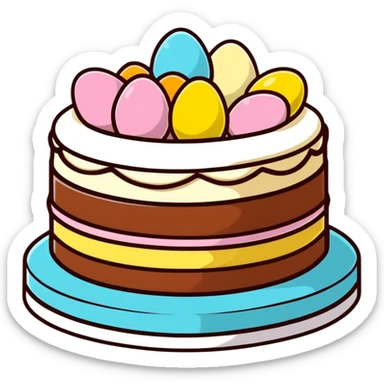 Traditional mona de pascua cake with chocolate eggs sticker