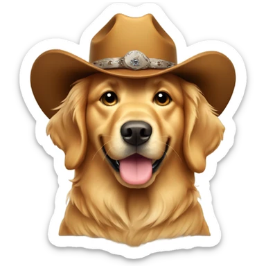 golden retriever wearing cowboy hat sticker