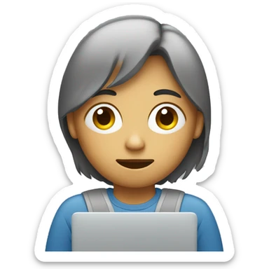 sad gender-neutral person with laptop sticker