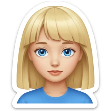 Blonde girl with bangs and blue eyes sticker