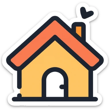 home with the text "tell" sticker