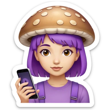 Girl Mushroom with purple hair selling phones  sticker