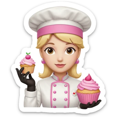 Pink chef hat princess peach with a hand sticker