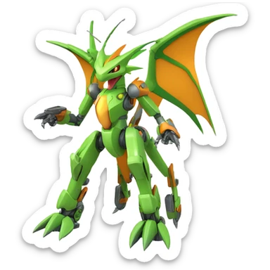Mechanical Flygon-Scyther-Charizard-raptor-Medabot-Mecha full body sticker